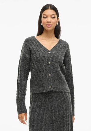 Strickjacke - dark grey melange