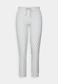 Lys grå sweatpants med et struktureret geometrisk mønster, der har en elastisk talje med snører og ankelmanchetter.