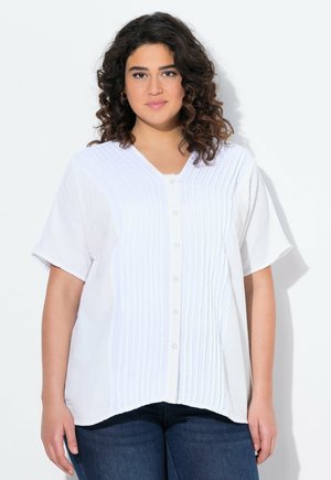 Ulla Popken SHORT SLEEVE PINTUCK - Blouse - off white