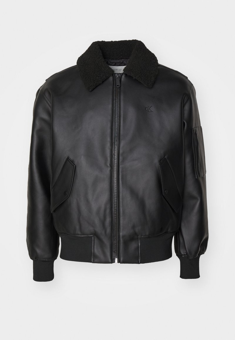 Calvin Klein Jeans Imitatieleren jas zwart Calvin Klein Jeans Imitatieleren jas zwart