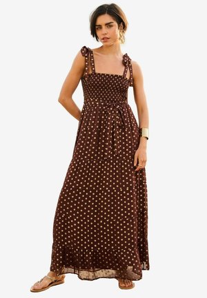 Love & Roses SHIRRED  - REGULAR FIT - Maxikleid - brown metallic