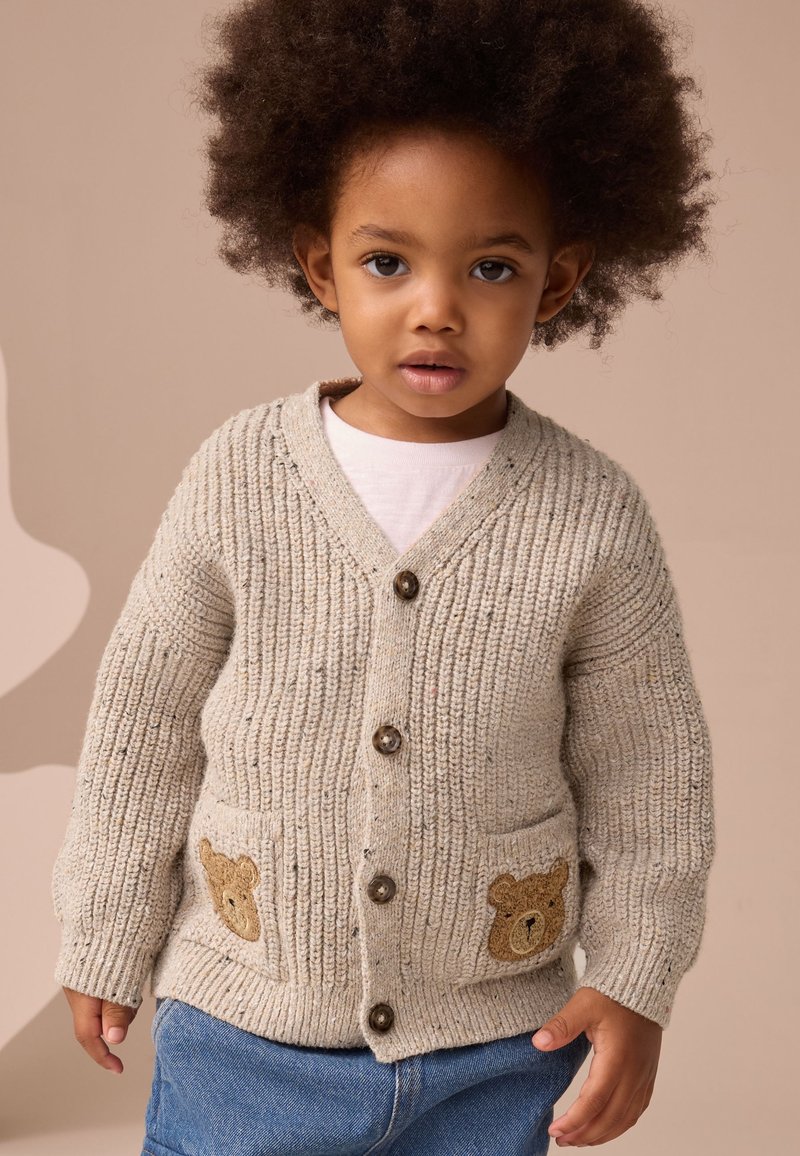 Cardigan NEXT Fille 4-5 Ans - Gris Motif Animal - Pull Tricot Coton - Occasion Parfait état