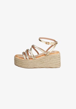 Pink Desert, SANDALIAS DE CUÑA Y PLATAFORMA ESPARTO - Sandalias con plataforma - gold-coloured