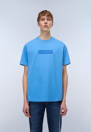 Napapijri BOX LOGO - Trükipildiga T-särk - blue jasper