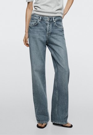 Massimo Dutti MID-RISE WIDE-LEG FULL LENGTH JEANS - Wide leg - blue denim
