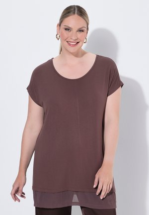 MIAMODA, T-SHIRT, A-LINIE, CHIFFON-SAUM - T-shirt basic - hazelnut brown
