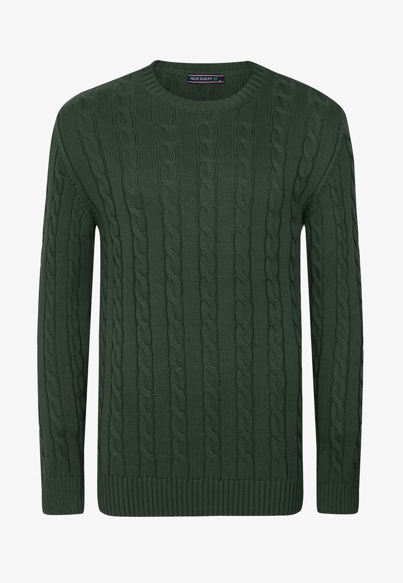 Roheline kudumine särk, millel on tekstureeritud nöörmustrit, ümara kaela ja soonikkoes varrukad ja äär. Valmistatud pehmest ja soojast materjalist.