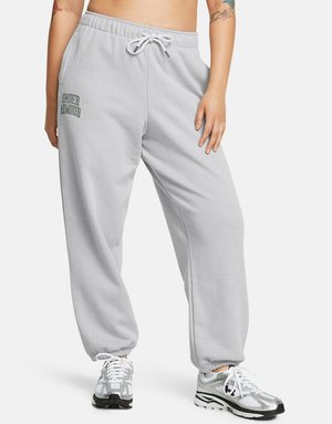 Lichtgrijze, katoenmix sweatpants met een losse pasvorm, elastische tailleband, trekkoord en geribbelde boorden. Bevat een klein logo op de heup.