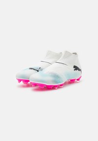 Puma FUTURE 7 MATCH LACELESS FG/AG - Scarpe da calcio per erba sintetica - white/black/poison pink
