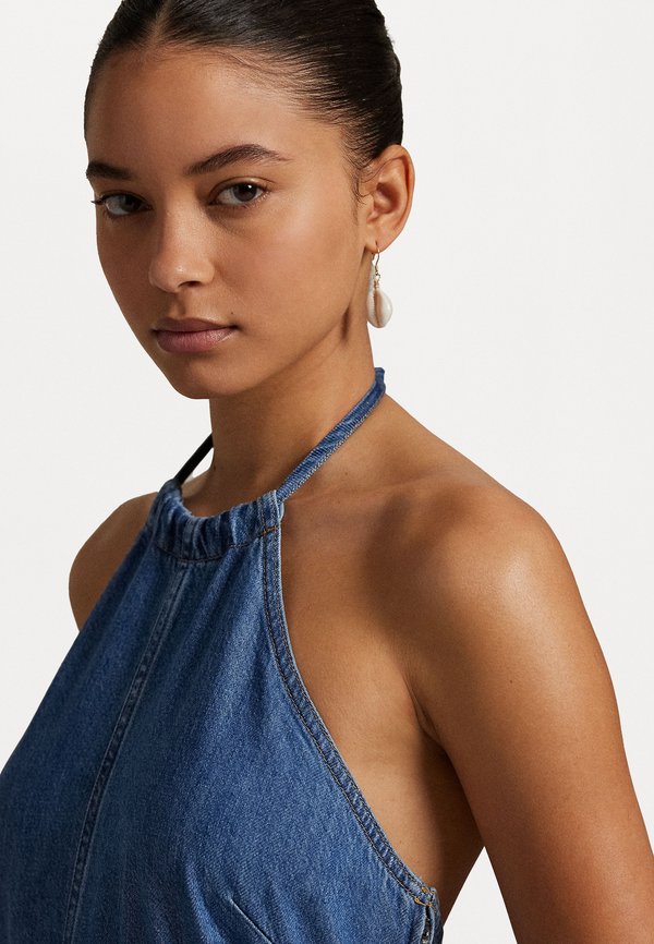 Denim Halter Dress - Maxi dress - pirra wash3