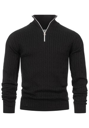 CABLE HALF-ZIP - Striktrøje - black