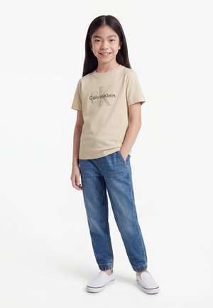 Calvin Klein Jeans MONOGRAM UNISEX - Trükipildiga T-särk - whitecap gray