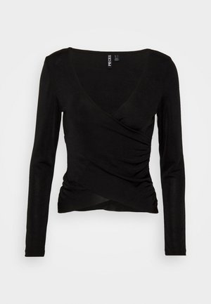 Pieces PCORISSY WRAP - Pikkade varrukatega topp - black
