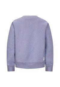 Lila sweatshirt met een ronde hals, ribgebreide manchetten en zoom. Voorzien van een klein logo aan de onderzijde. Soepele katoenmix textuur.