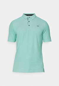 Mintgrünes Poloshirt mit klassischem Kragen, drei-knopfiger Blende und dezentem CK-Logo auf der linken Brust. Weicher, strukturierter Stoff.