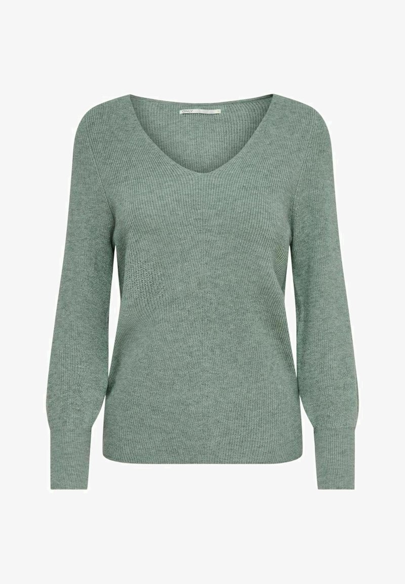 ONLY - ONLATIA L/S V NECK CUFF  NOOS - Strikkegenser - chinois green, Forstørre