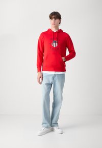 GANT PRINT HOODIE - Jersey con capucha - bright red