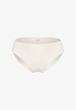 Slip senza cuciture da donna color beige chiaro con copertura media e logo JOOP! discreto stampato all'interno della fascia in vita.