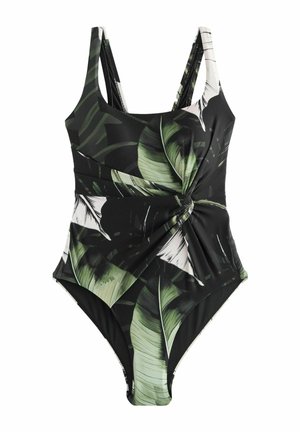 TALL FIT - TWIST SCOOP TUMMY CONTROL - Badeanzug - black/green leaf