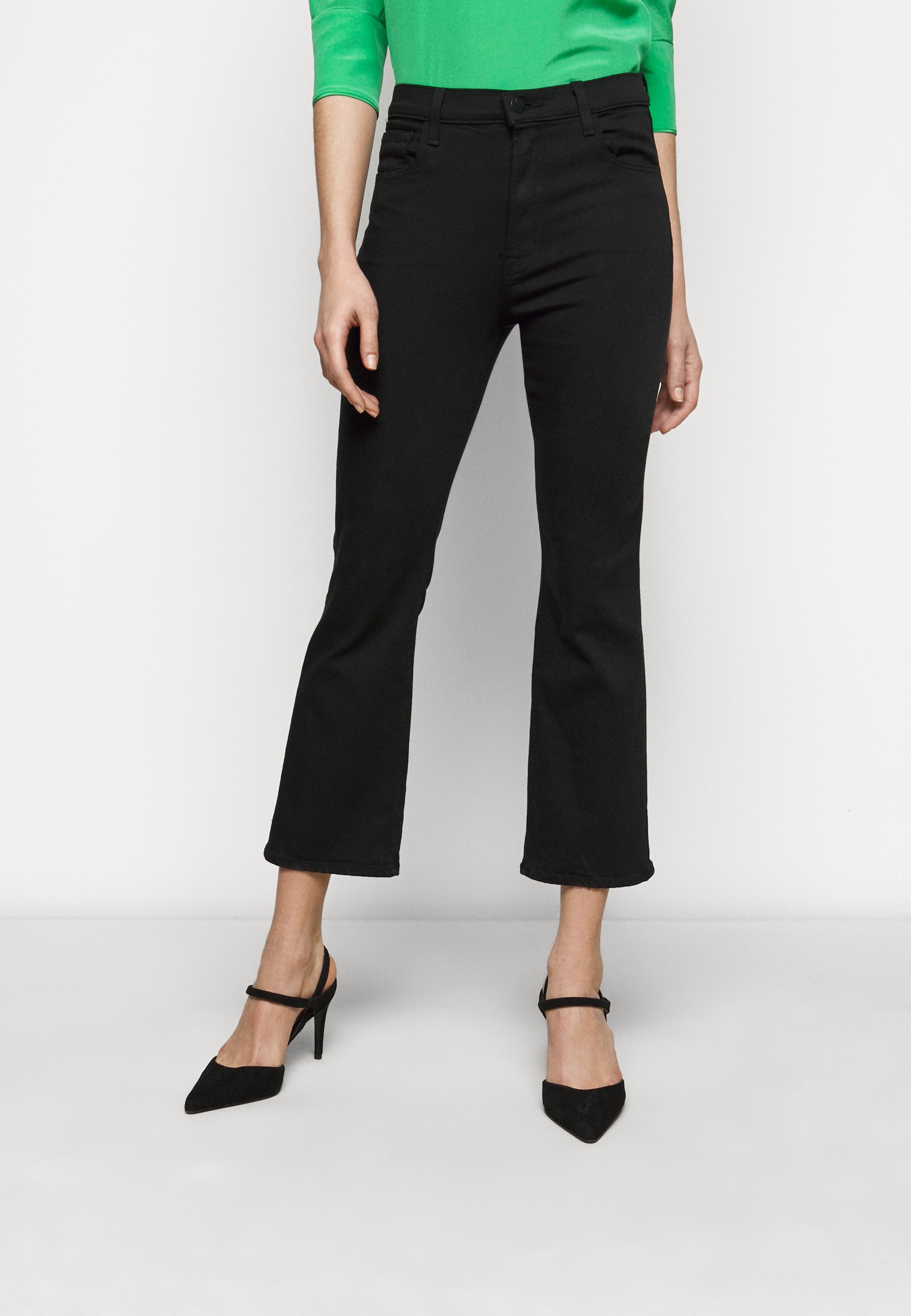 J Brand FRANKY HIGH RISE CROP - Bootcut jeans - seriously black/dark blue -  Zalando.ie