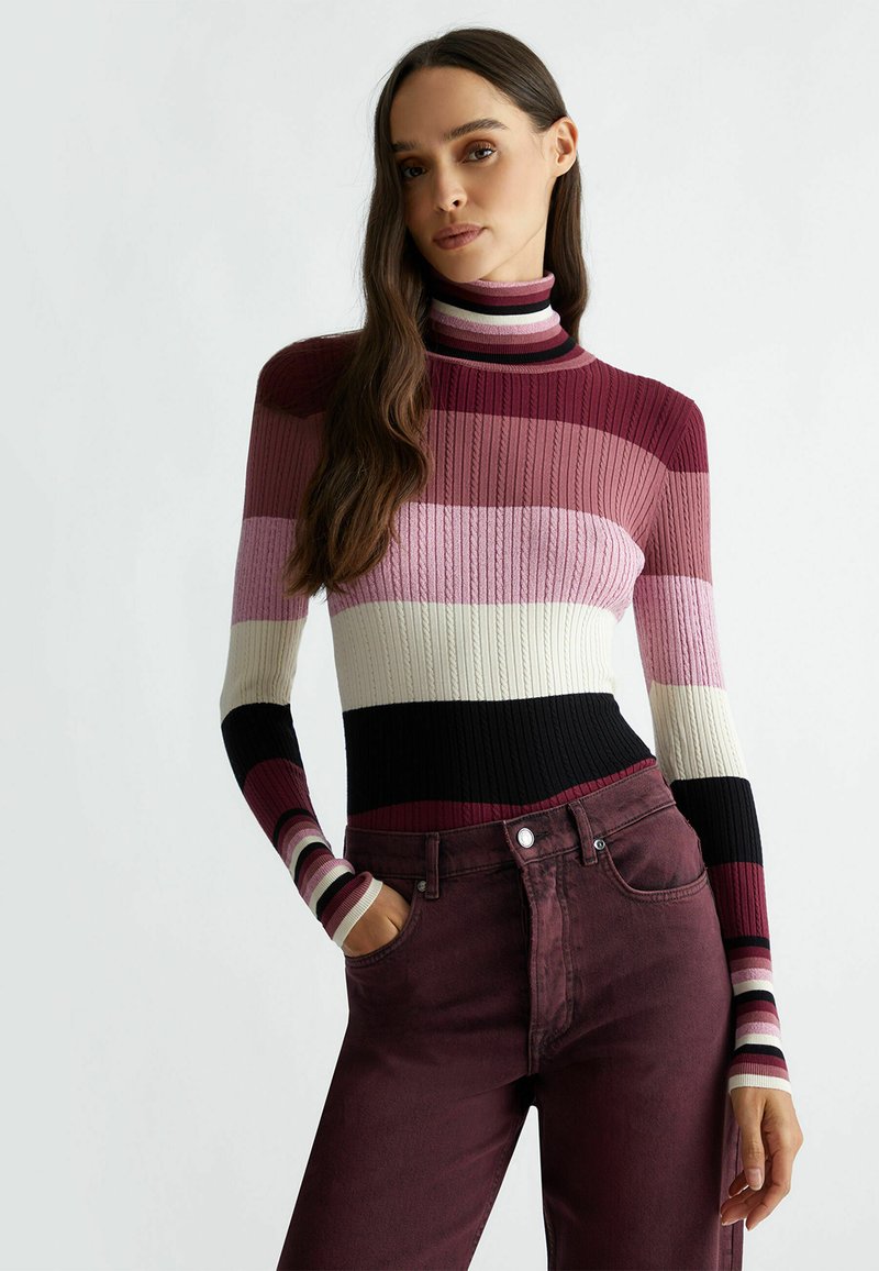 LIU JO STRIPED TURTLENECK - Maglione - pink