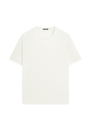 Massimo Dutti, COTTON BLEND KNIT SHORT-SLEEVE SWEATER - T-shirt basic - white