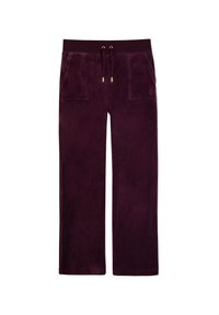 Pluche, wijde loungebroeken in diep paars, met een verstelbare tailleband, twee voorkbouwholtes en subtiele logo borduring.