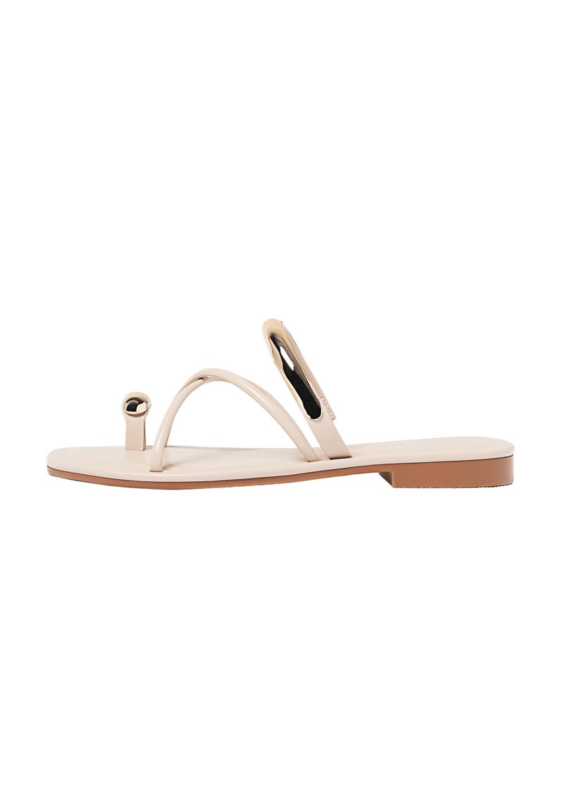 Stradivarius - FLAT WITH METAL DETAIL - T-bar sandals - white, Enlarge
