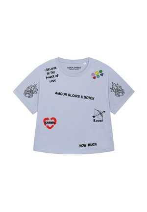 Mira Paris, TATTOO CRUSH OVERSIZED ROLL UP TEE 26 NEW - T-shirt imprimé - light blue