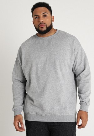 Grå sweatshirt lavet af bomuldsblanding, med rund halsudskæring, lange ærmer, ribbede manchetter og en afslappet, let oversized pasform.