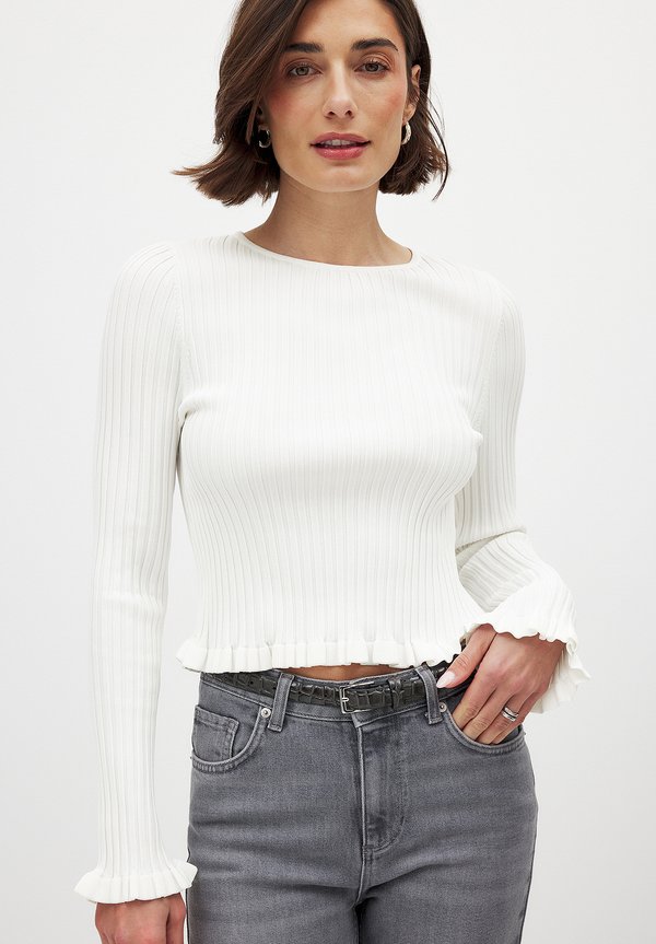ROUND NECK FRILL - Strickpullover