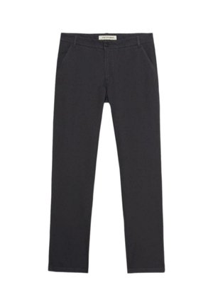 Zwarte katoenmix broek met een slim fit, subtiele stretch, voorzakken en een standaard tailleband met een ritssluiting en knoopsluiting.