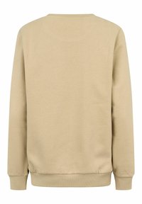 Beige sweatshirt i mjukt tyg med rund halsringning och ribbade ärmslut. Enkelt, odekorerat design utan synliga logotyper eller mönster.