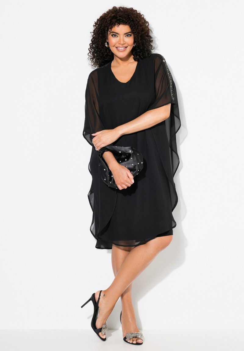 Ulla Popken DOPPELLAGIG 3/4-ARM Cocktailjurk black/zwart