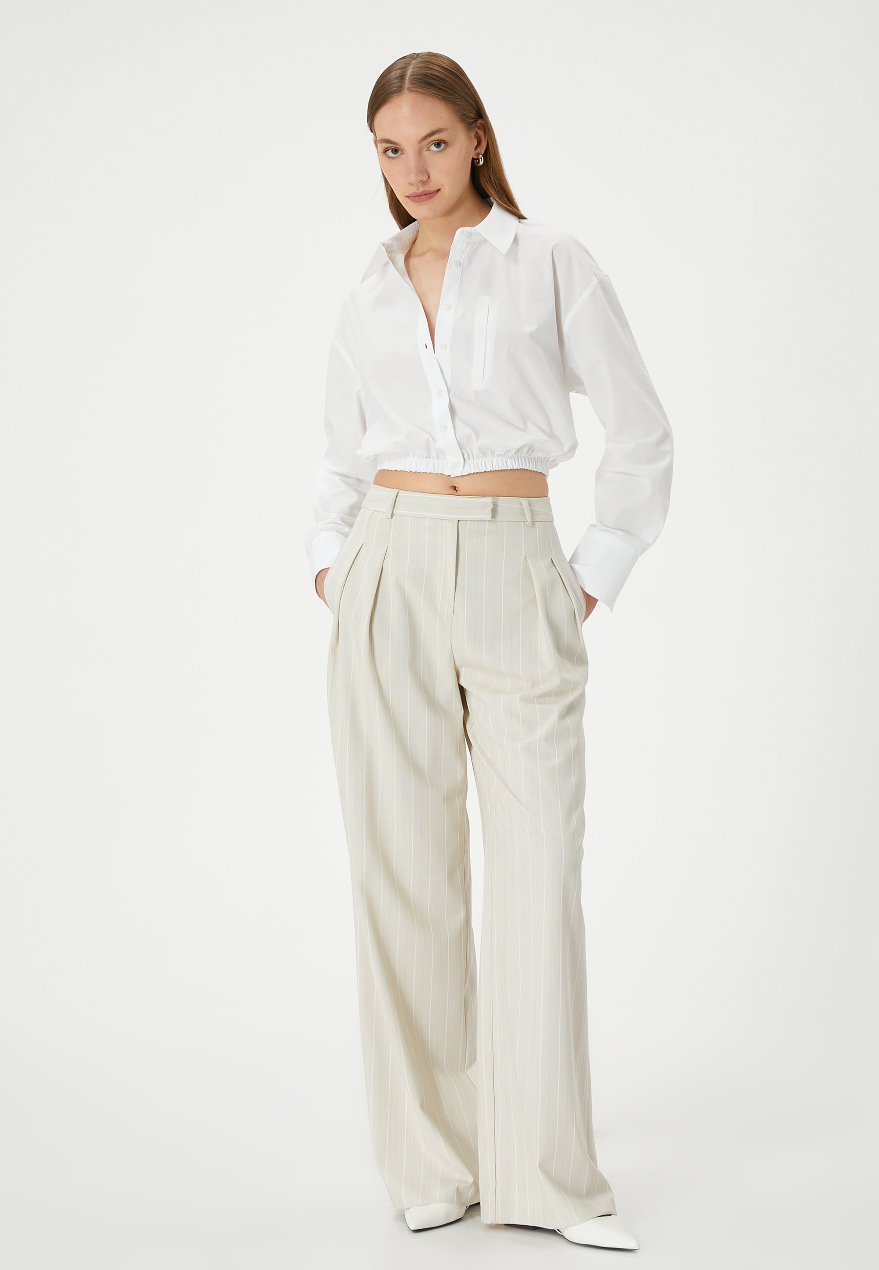 white blouse with elastic waist