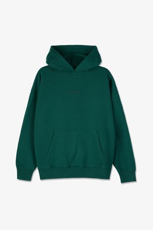 Groene hoodie van een katoenmix, met een voorste kangoeroezak, ribgebreide manchetten en een ontspannen pasvorm. Subtiele logo op de borst.