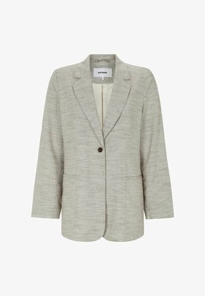 Lichtgrijs enkelknopsblazer met inkeping revers en voorzakken, gemaakt van textuurstof, gelabeld Soft Rebels.