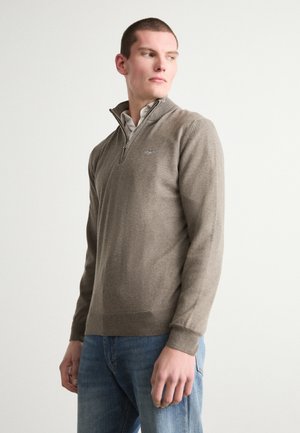 GANT HALF ZIP - Jumper - dark hazelnut melange