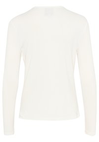 Langsleeve, getailleerd shirt in het wit, gemaakt van een glad, lichtgewicht stof. Heeft een klassieke ronde halslijn en minimale stikdetails.