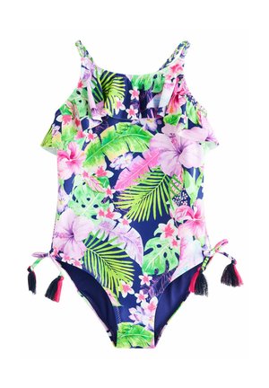 REGULAR FIT - FRILL - Badpak - purple navy tropical