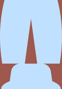 Svijetloplavi apstraktni dizajn s istaknutim smeškim trokutastim oblikom u središtu, glatke teksture i zaobljenih ivica.