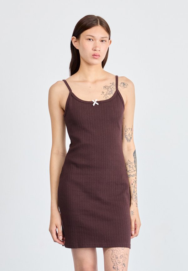 ADELAIDE POINTELLE TANK DRESS - Jerseykleid - chocolate