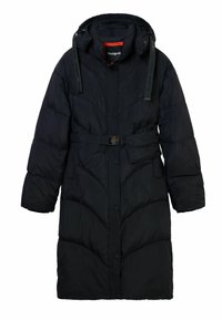 Stradivarius - Cappotto imbottito taglio lungo grigio scuro con cintura