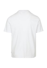 Witte katoenen t-shirt met een klassieke ronde hals, korte mouwen en een rechte snit. Glad van textuur zonder patronen of versieringen.