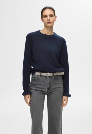 SLFLULU FRILL CUFF O NECK - Strickpullover - dark sapphire