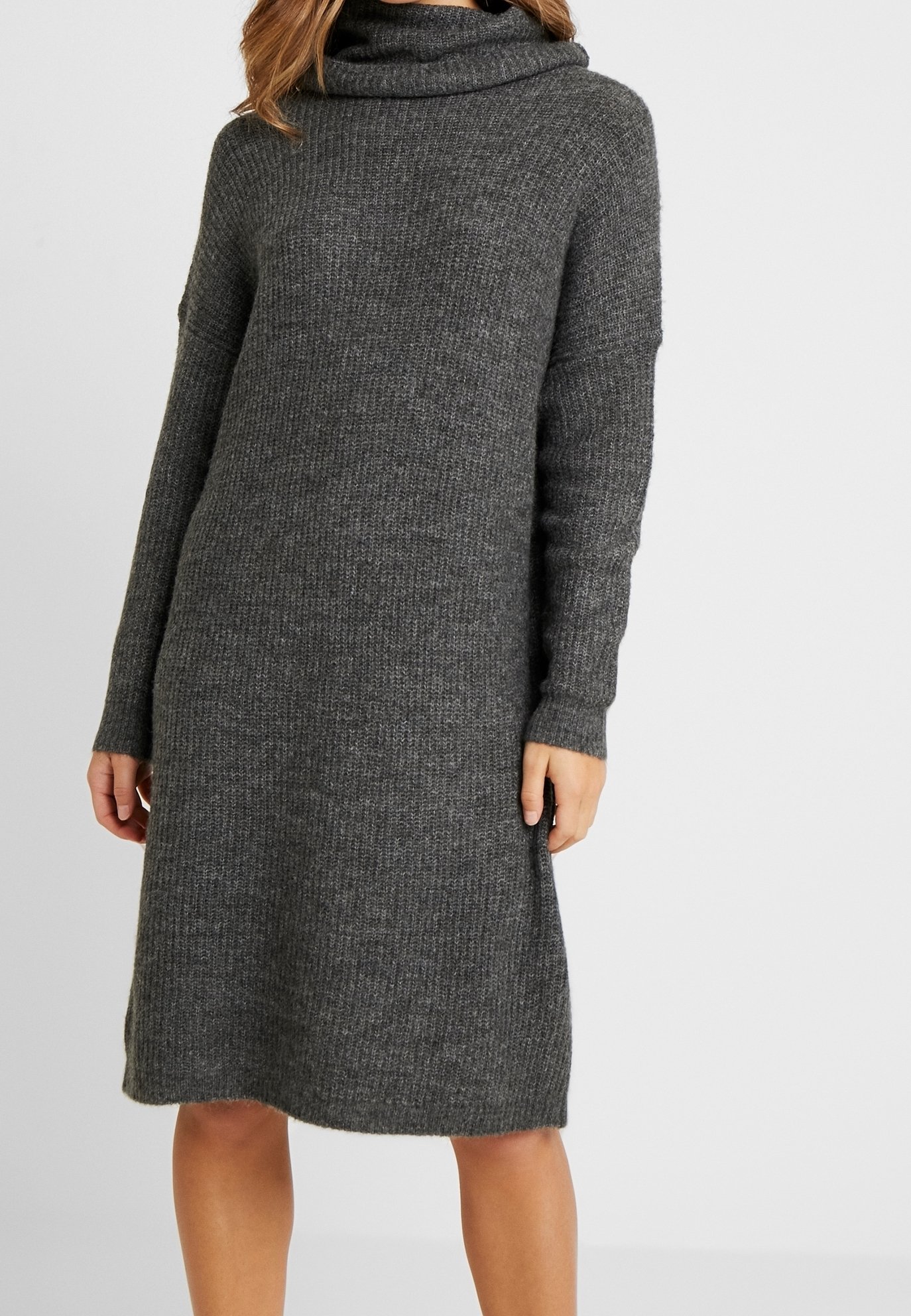 knee length dresses for ladies Women's Grey Maxi Knitted Mohair Jumper Dress| Modest Winter Outfits   Femme Couture