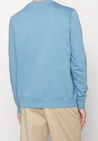 Felpa azzurra chiara realizzata in tessuto morbido, caratterizzata da un colletto girocollo, maniche lunghe e polsini a costine. Design semplice e minimale.