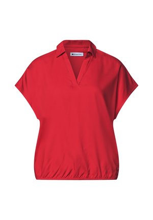 Street One, BLUSENSHIRT MIT HEMDKRAGEN UND ELASTIKSAUM - Polo - salsa red