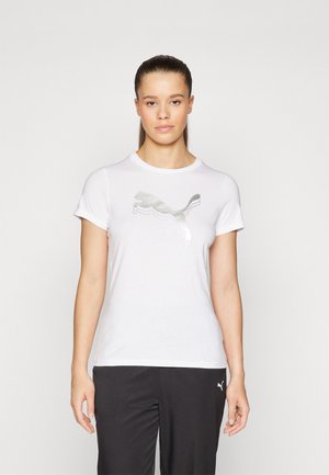 METALLIC TEE - Printtipaita - white/metallic silver