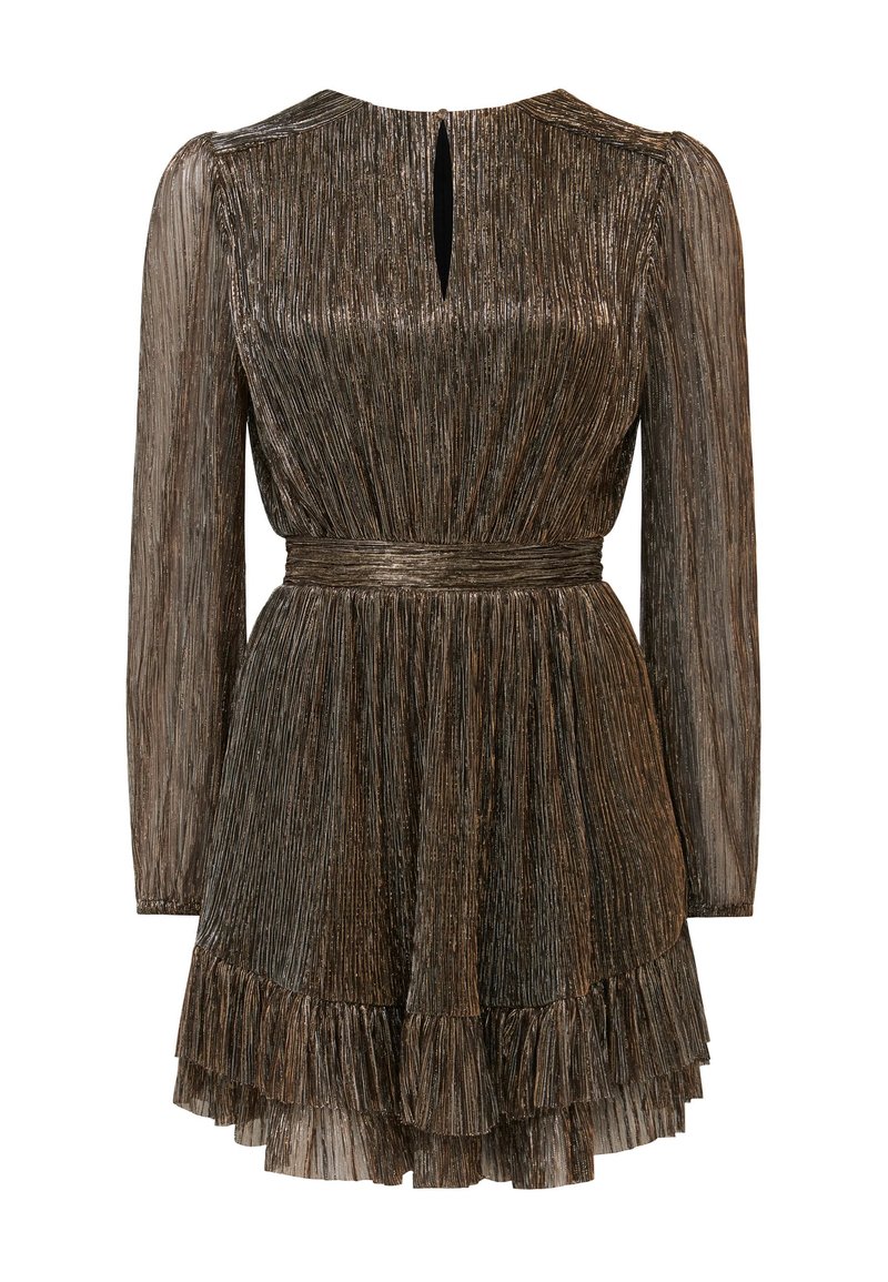 octavia midi dress in ivory & gold elliatt OCTAVIA LACE DRESS IN BEIGE | CULT MIA